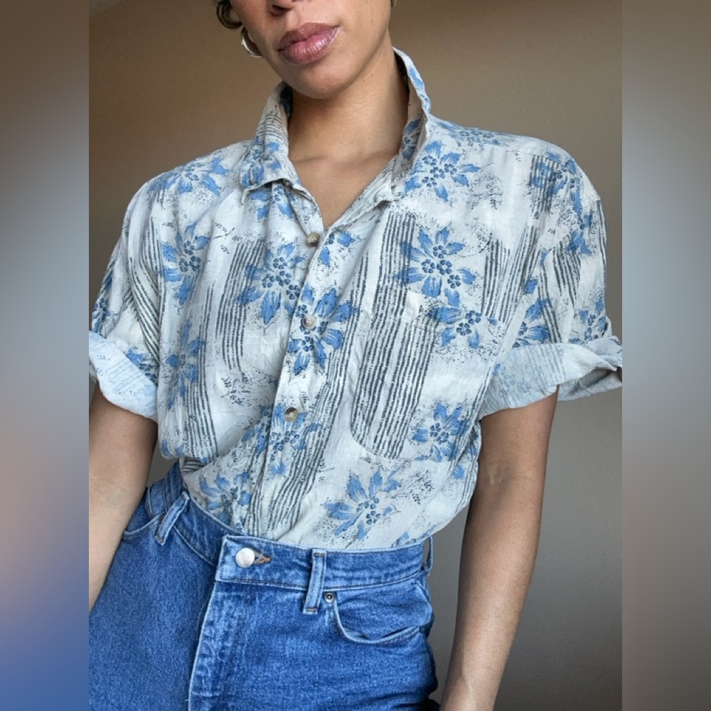 Silk Floral Button-up Hawaiian shirt